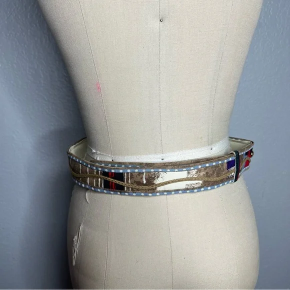 80s Gold Sun Buckle statement Belt sz L - Picture 5 of 7